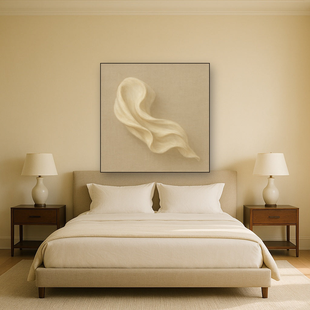 Alabaster Linen Texture Fold No. 4 - Modern Fine Art Oil Painting - View 3