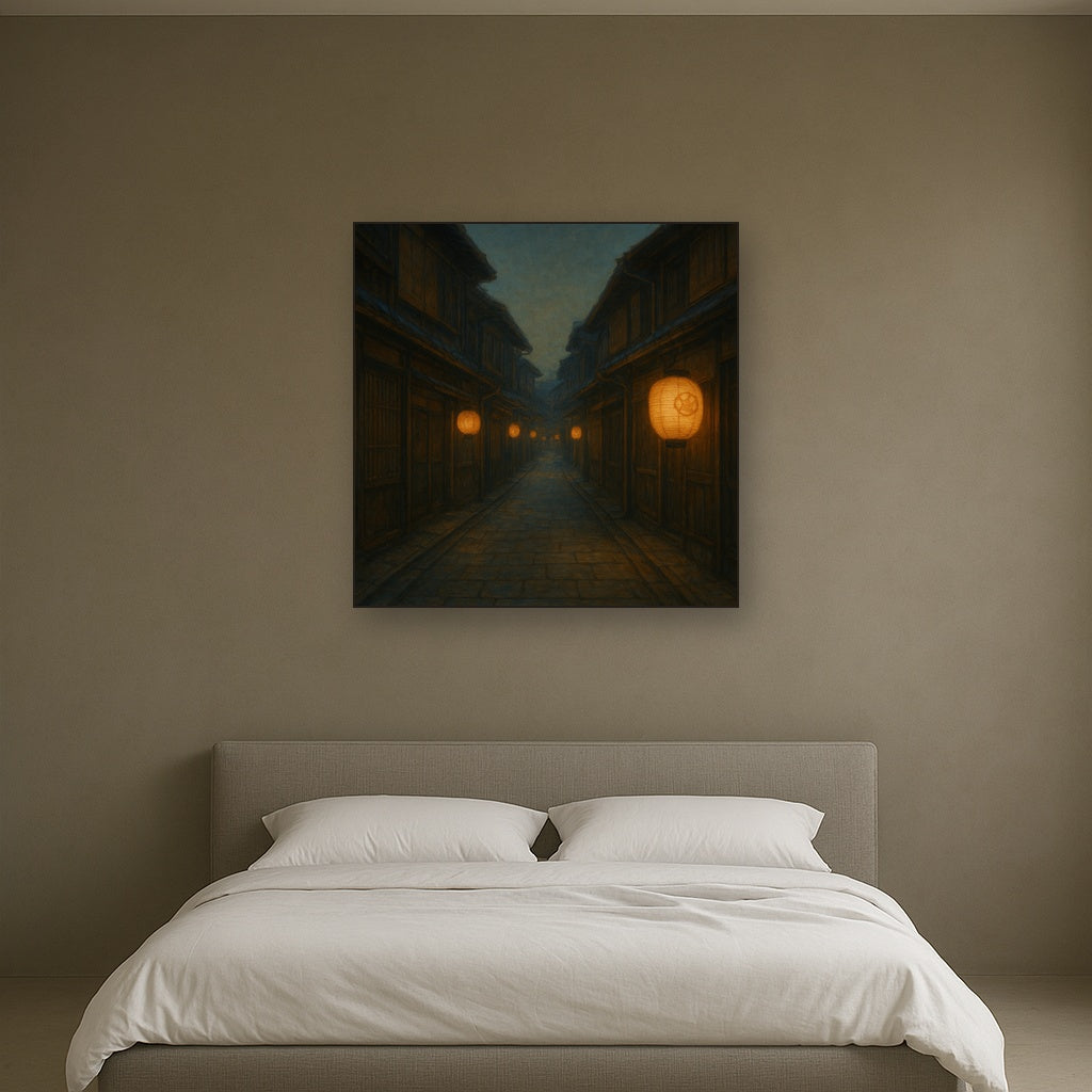 Old Kyoto Gion Alley in Soft Lantern Light No. 2 Oil Painting - View 3