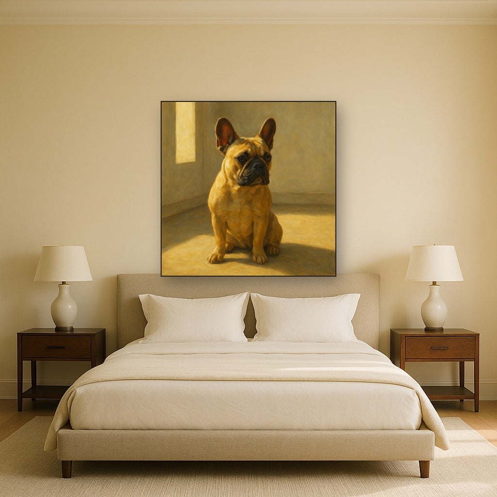 French Bulldog in Sunlit Minimalist Studio No. 10 Fine Art Oil Painting - View 3
