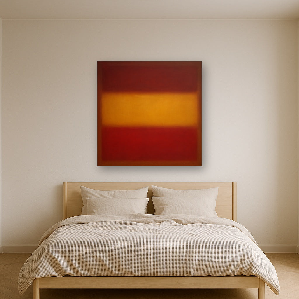 Crimson Burgundy & Saffron Gold Color Vibrations No. 21 Oil Painting - View 3