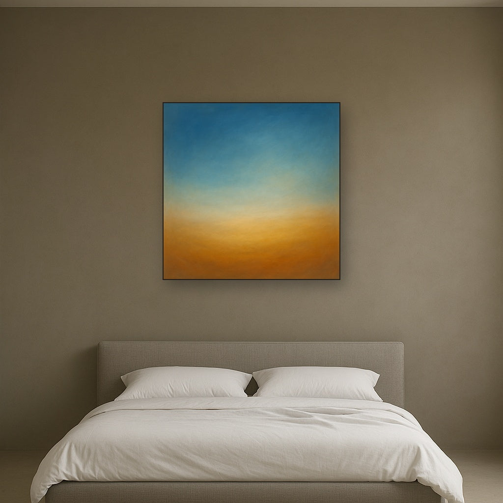 Celestial Azure & Warm Ochre Equilibrium No. 8 Oil Painting - View 3