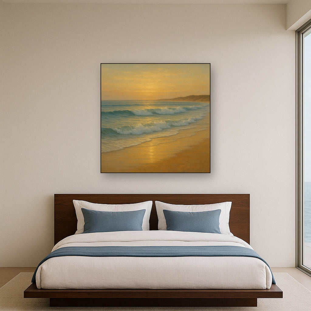 Gentle Breaking Waves & Wet Beach Reflection No. 8 Oil Painting - View 3