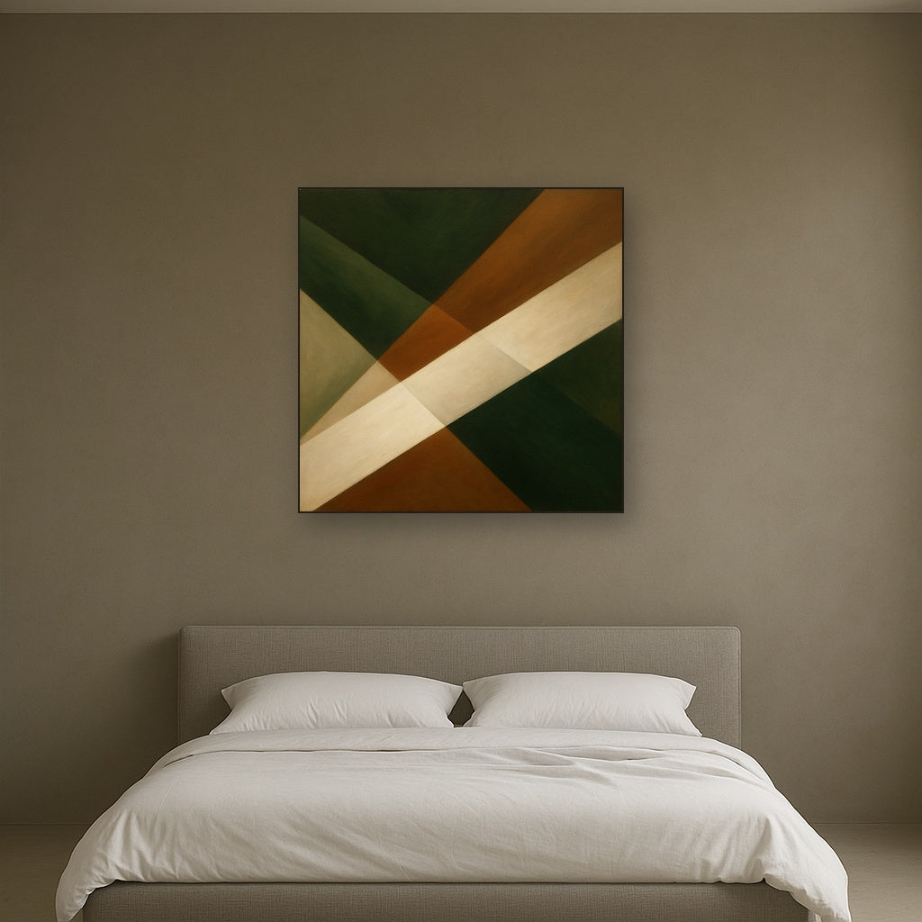 Kinetic Diagonal Planes in Forest & Alabaster No. 8 Fine Art Oil Painting - View 3