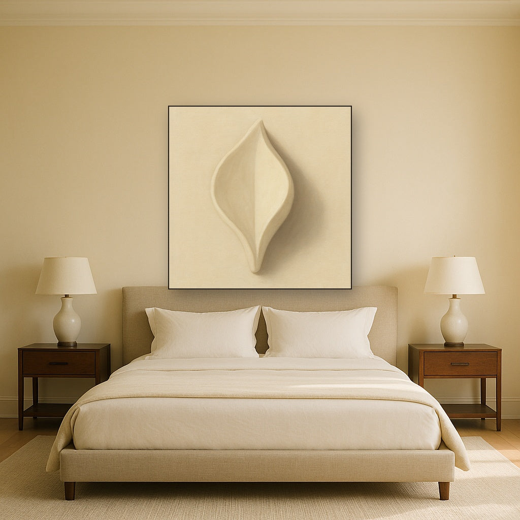 Sculpted Ivory Floral Contour No. 1 - Modern Fine Art Oil Painting - View 3