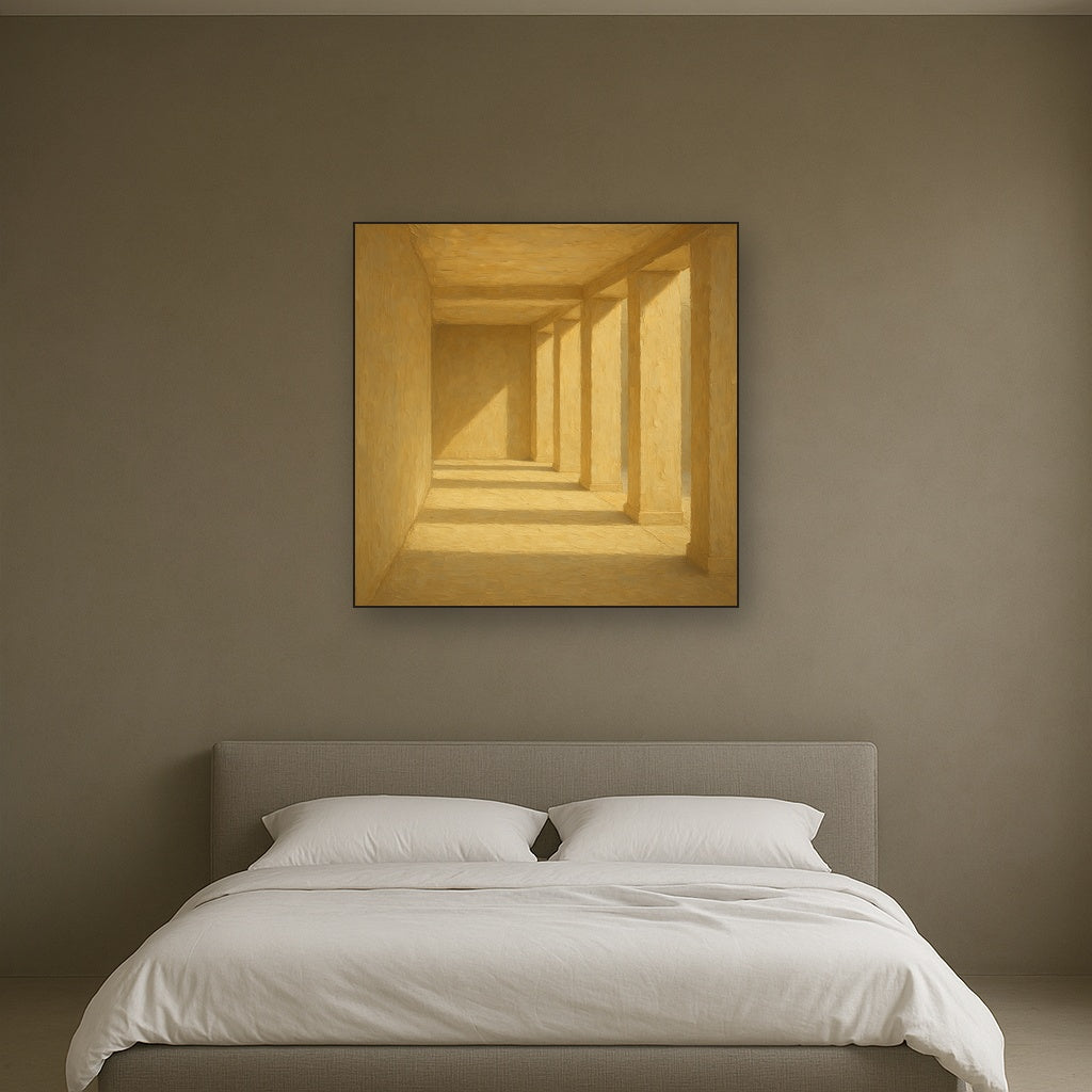 Minimalist Colonnade Light Passage No. 6 Oil Painting - Styled in Master Bedroom