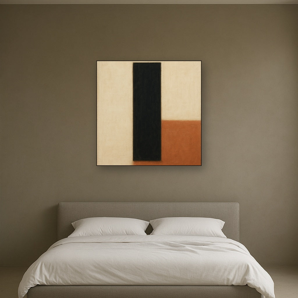 Deep Charcoal & Bone Monolith No. 1 - Modern Fine Art Oil Painting - View 3
