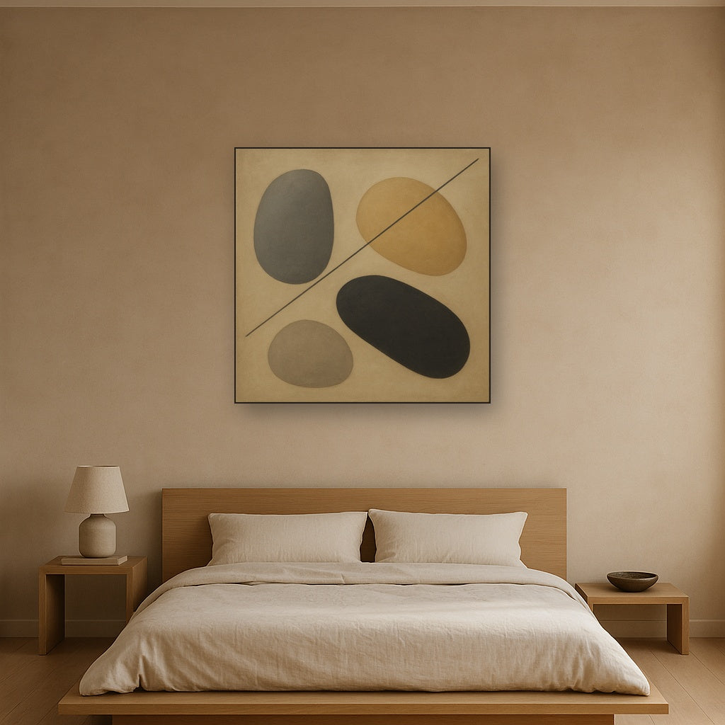 Organic Pebble Contours & Slanted Lines No. 6 Oil Painting - View 3