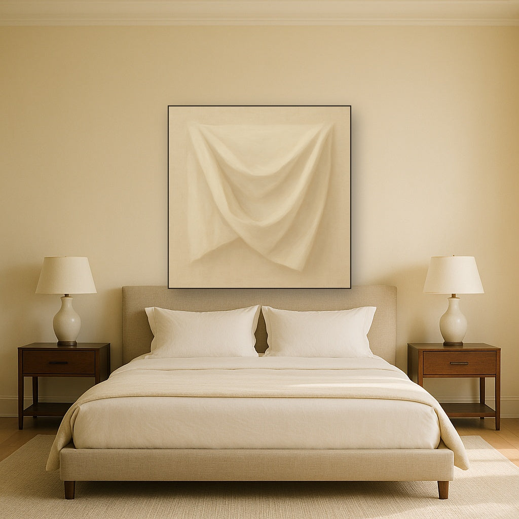 Alabaster Linen Texture Fold No. 4 - Modern Fine Art Oil Painting - View 3