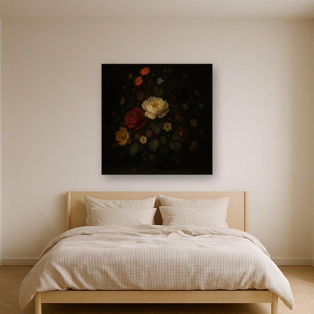 Moody Dutch Master Dark Floral Still Life No. 5 Fine Art Oil Painting - View 3