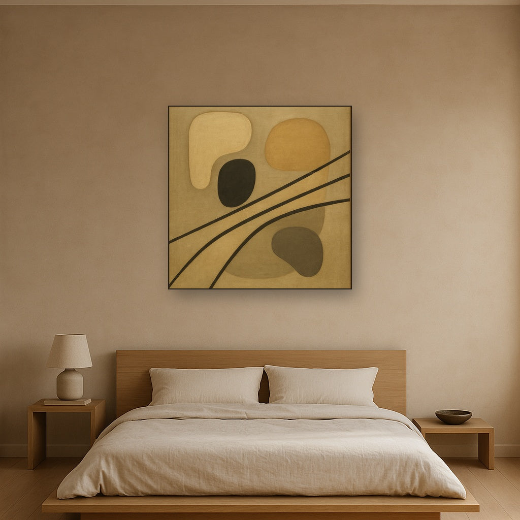 Organic Pebble Contours & Slanted Lines No. 17 Oil Painting - View 3