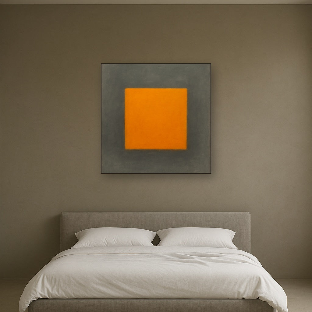 Cadmium Amber & Slate Grey Block No. 10 - Modern Fine Art Oil Painting - View 3