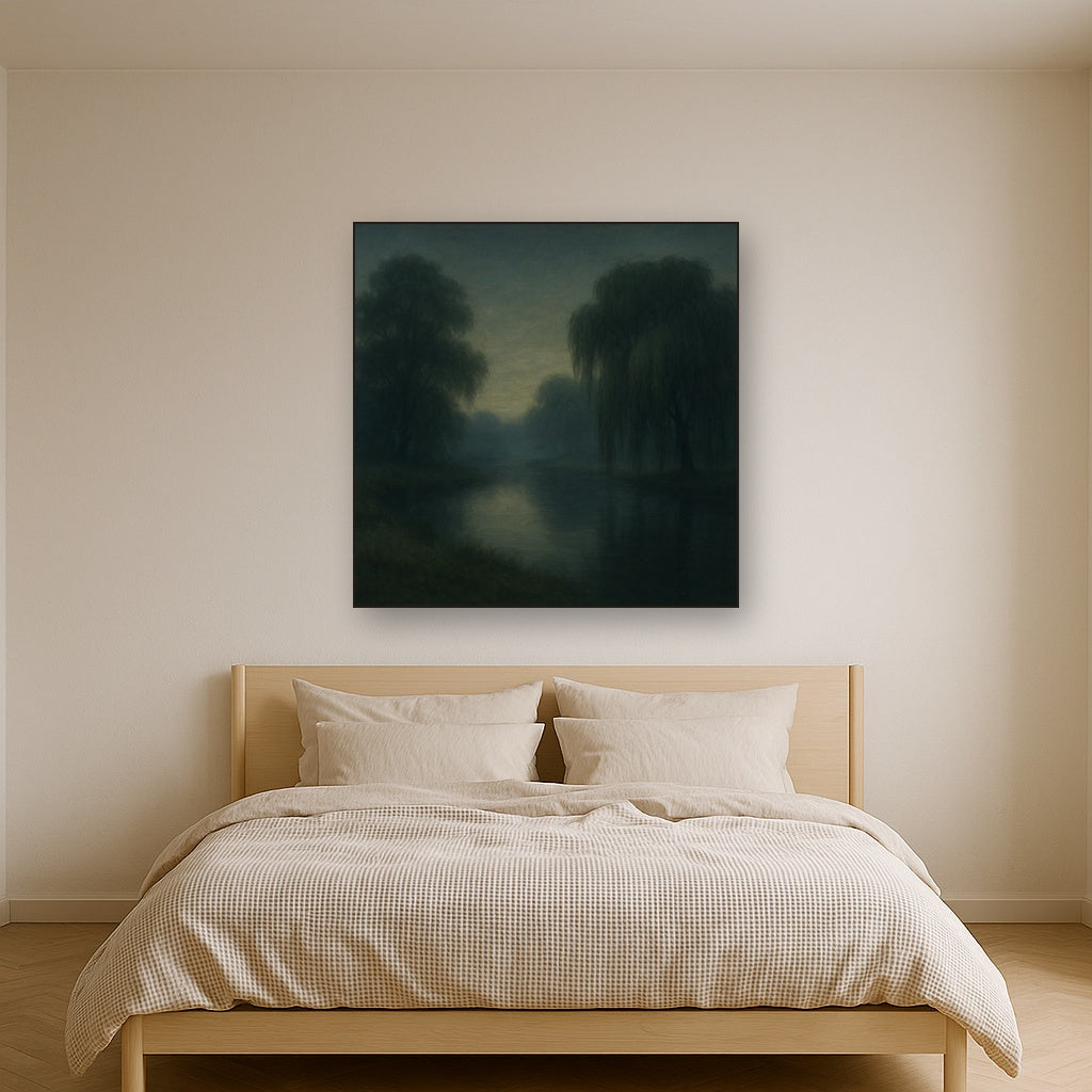 Tranquil Riverbank at Twilight Mist No. 9 Oil Painting - View 3