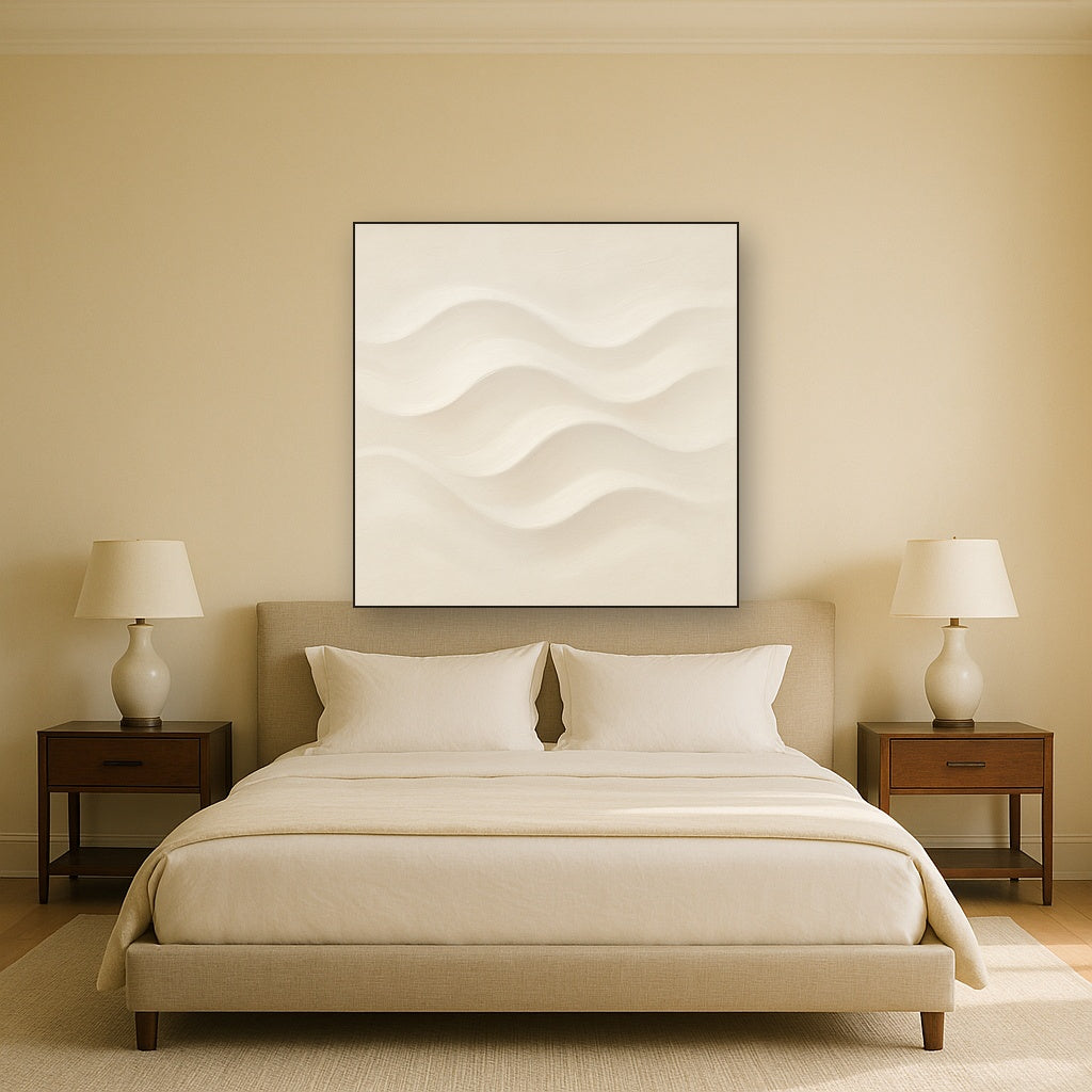 Monochrome Wave Relief No. 2 - Modern Fine Art Oil Painting - View 3