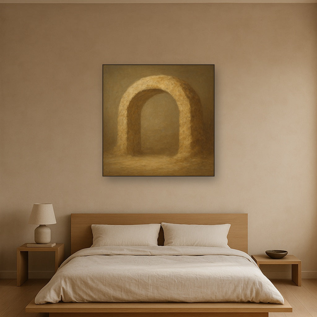 Travertine Stone Arch & Earth Tones No. 13 Oil Painting - View 3