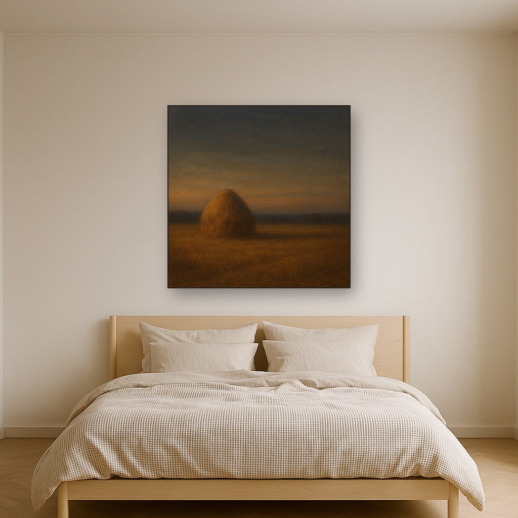 Dusk Horizon over Weathered Haystack No. 5 Oil Painting - View 3