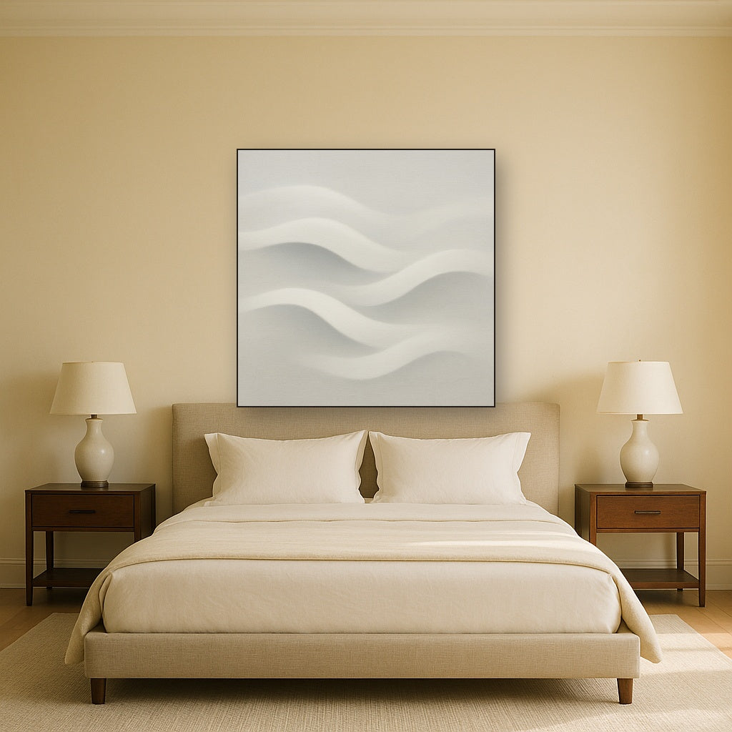 Monochrome Wave Relief No. 2 - Modern Fine Art Oil Painting - View 3