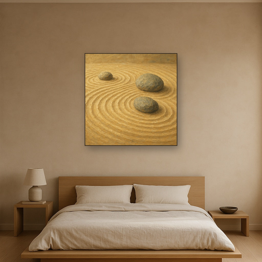 Raked Sand Zen Garden Oil Painting - View 3