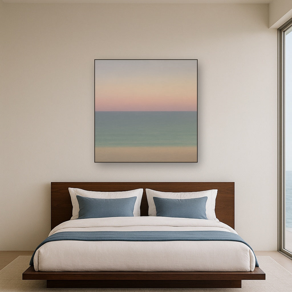 Dusk Horizon in Pale Lavender & Slate No. 3 - Modern Fine Art Oil Painting - View 3