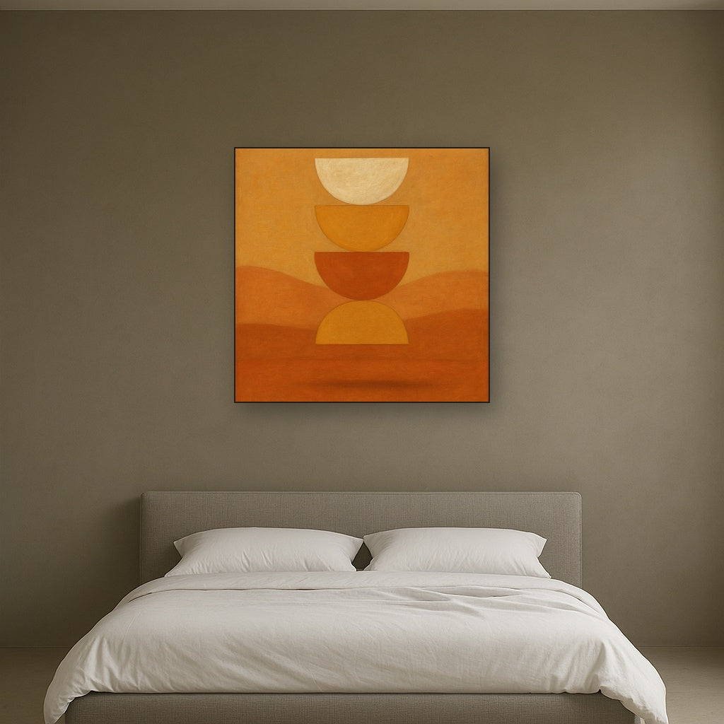 Stacked Semicircle Totem in Desert Warmth No. 3 Fine Art Oil Painting - View 3