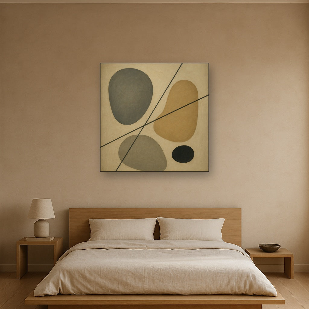 Organic Pebble Contours & Slanted Lines No. 8 Oil Painting - View 3