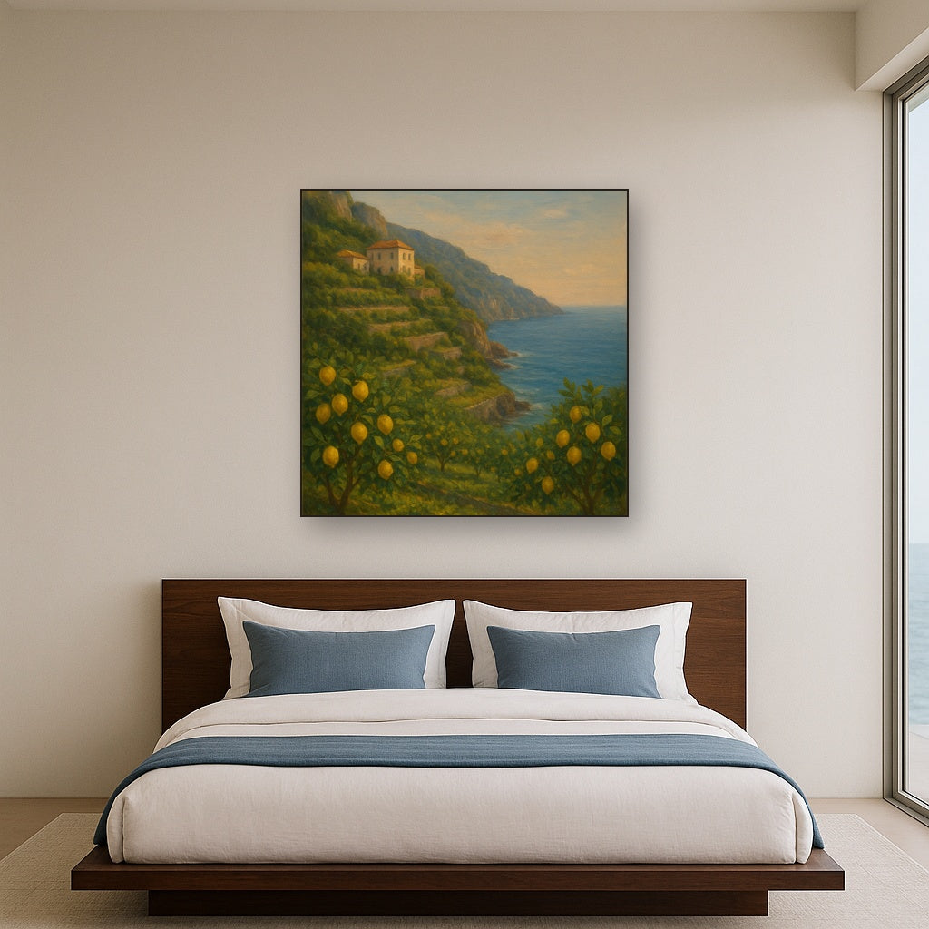 Italian Amalfi Coastline Terraces & Lemon Grove No. 7 Oil Painting - View 3