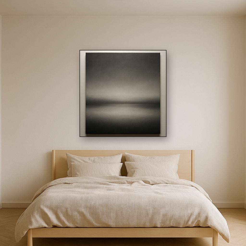 Monochrome Charcoal Drift & Soft Sfumato Horizon No. 19 Oil Painting - View 3