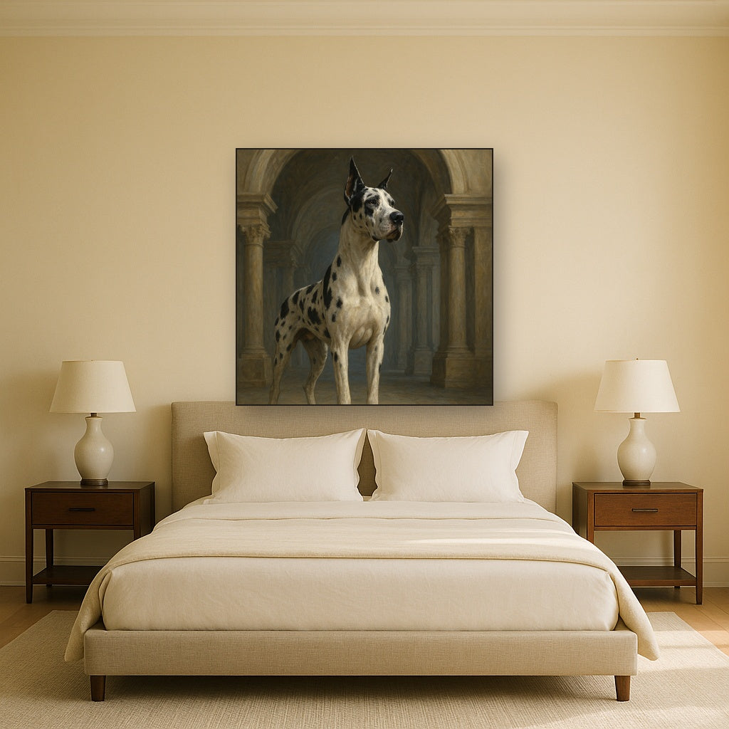 Regal Great Dane in Grand Architectural Hall No. 12 Fine Art Oil Painting - View 3