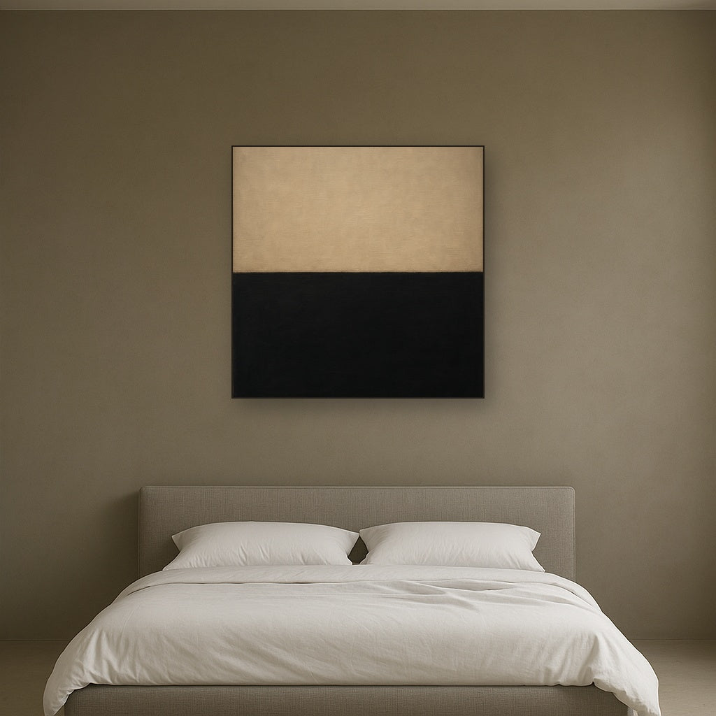 Onyx & Warm Biscuit Horizon No. 9 - Modern Fine Art Oil Painting - View 3