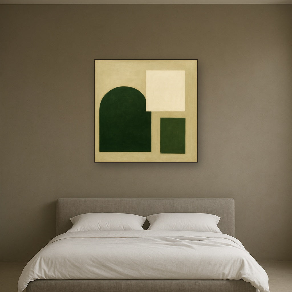 Forest Emerald & Chalk Interlock No. 6 - Modern Fine Art Oil Painting - View 3