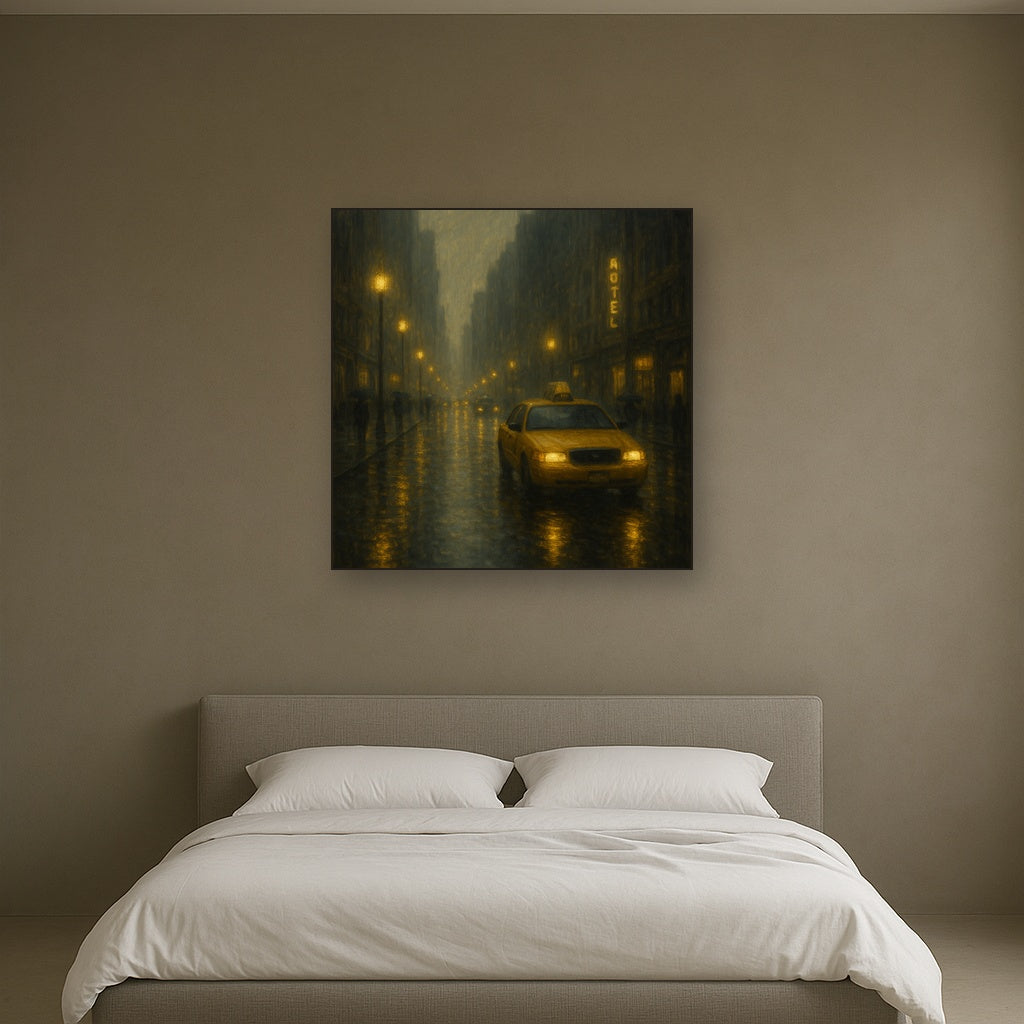 Rain-Drenched Manhattan Avenue Lights No. 6 Oil Painting - View 3