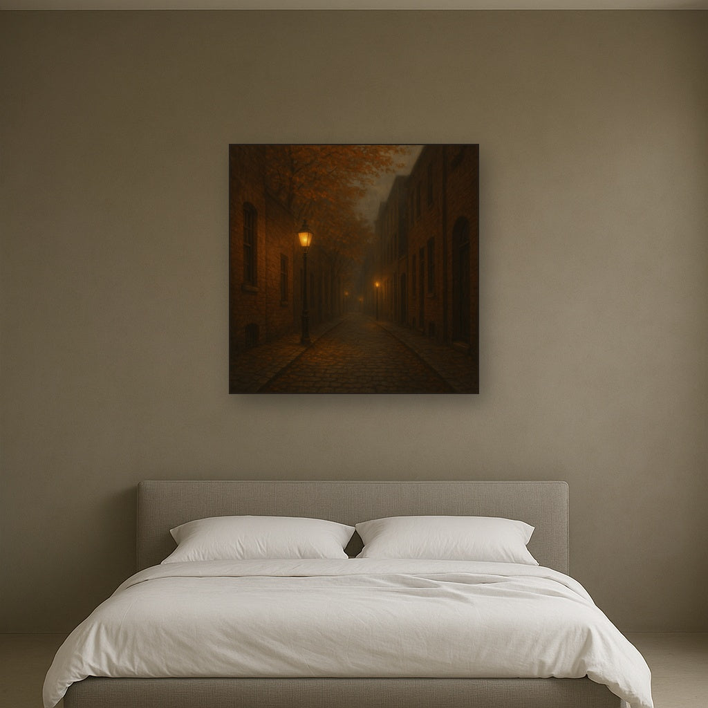 London Gaslamp Alley in Autumn Dusk No. 11 Oil Painting - View 3