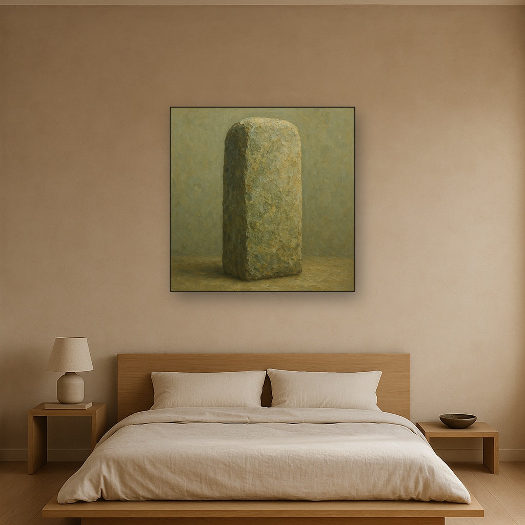 Weathered Stone Stele Wabi-Sabi Oil Painting - View 3