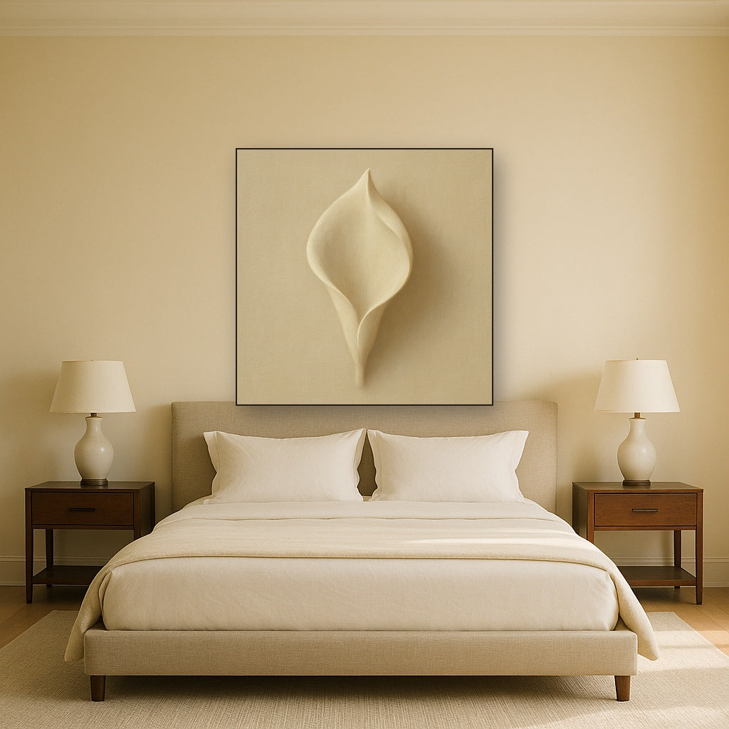 Sculpted Ivory Floral Contour No. 1 - Modern Fine Art Oil Painting - View 3