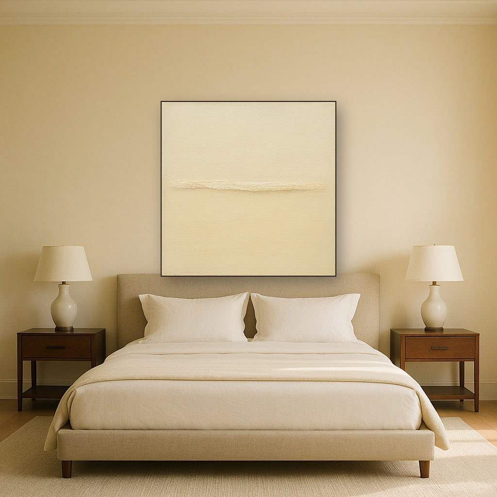 Minimalist White Horizon Band No. 7 - Modern Fine Art Oil Painting - View 3