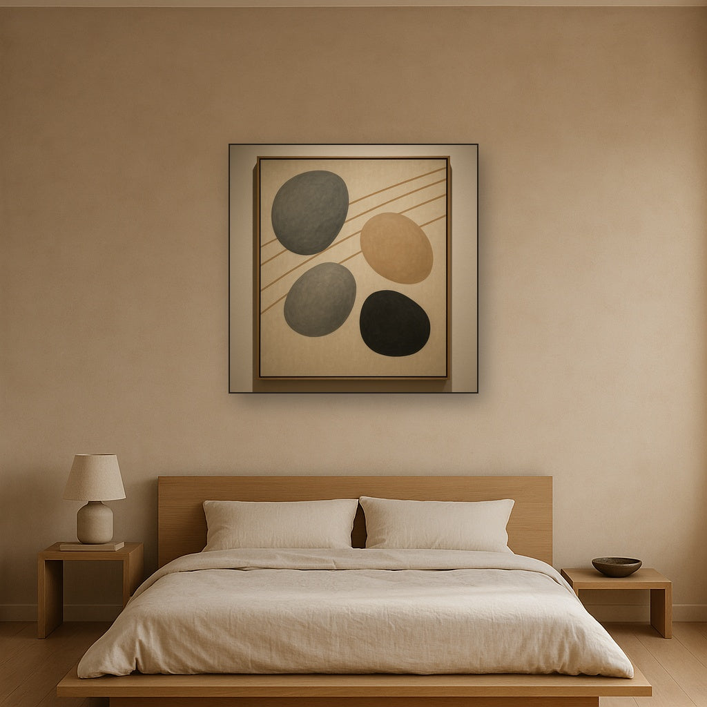 Organic Pebble Contours & Slanted Lines Oil Painting - View 3