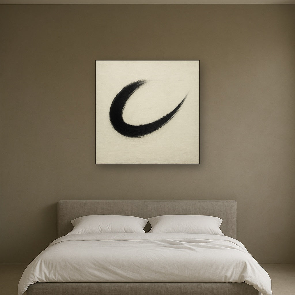 Monochrome Brushstroke Void No. 5 - Modern Fine Art Oil Painting - View 3