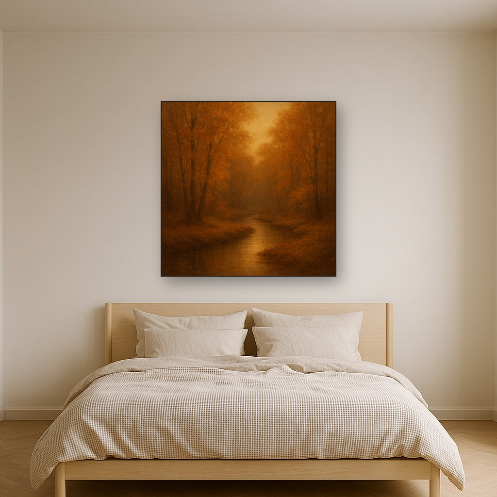 Secluded Woodland Brook in Autumn Glow No. 9 Oil Painting - View 3