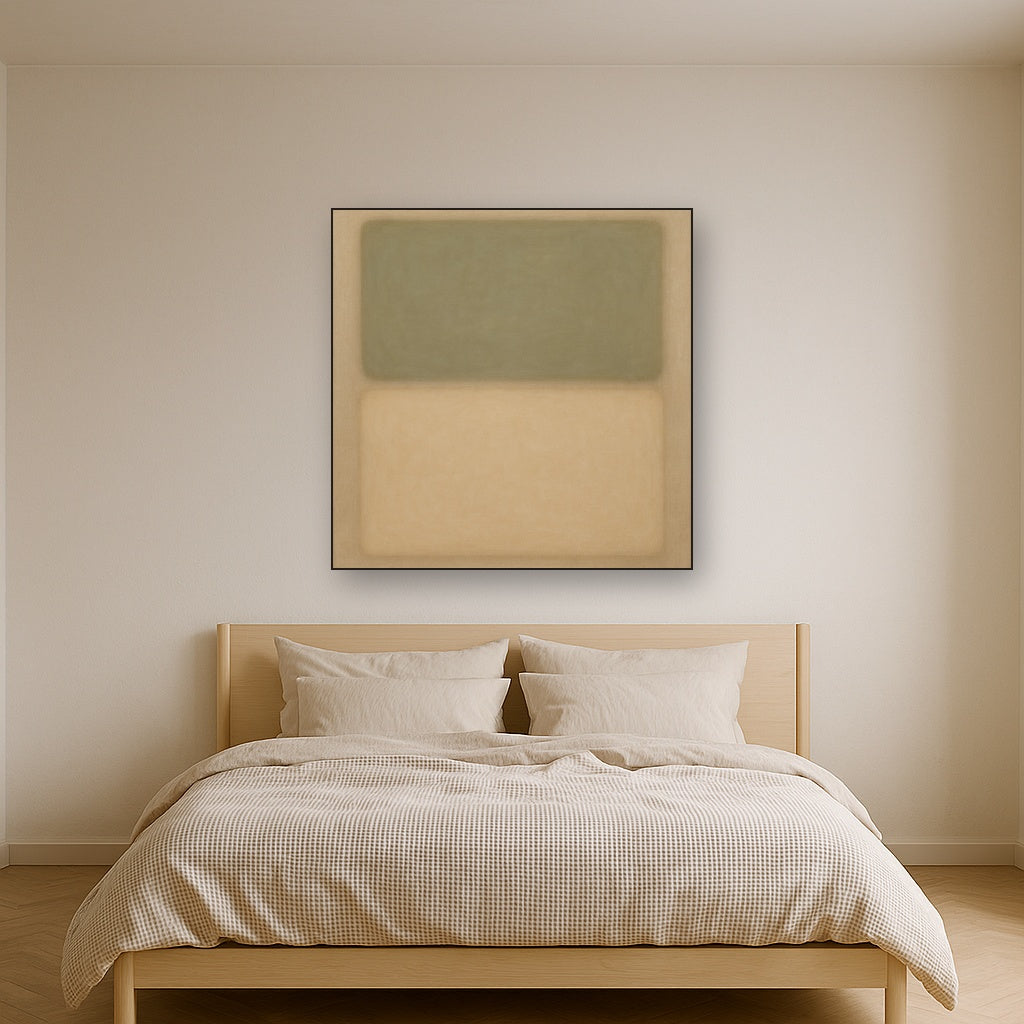 Sage Olive & Pale Sandstone Minimalist Harmony No. 20 Oil Painting - View 3