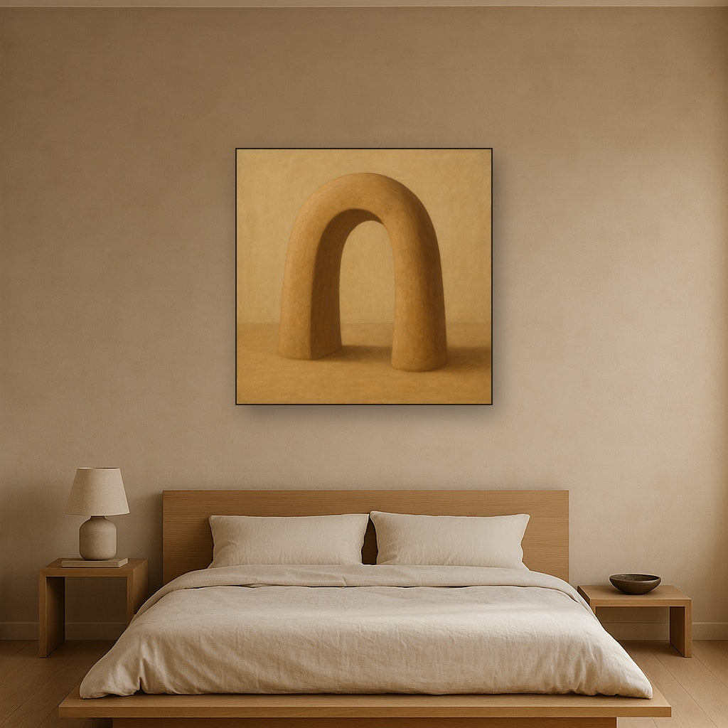 Warm Beige Travertine Arch No. 1 - Modern Fine Art Oil Painting - View 3
