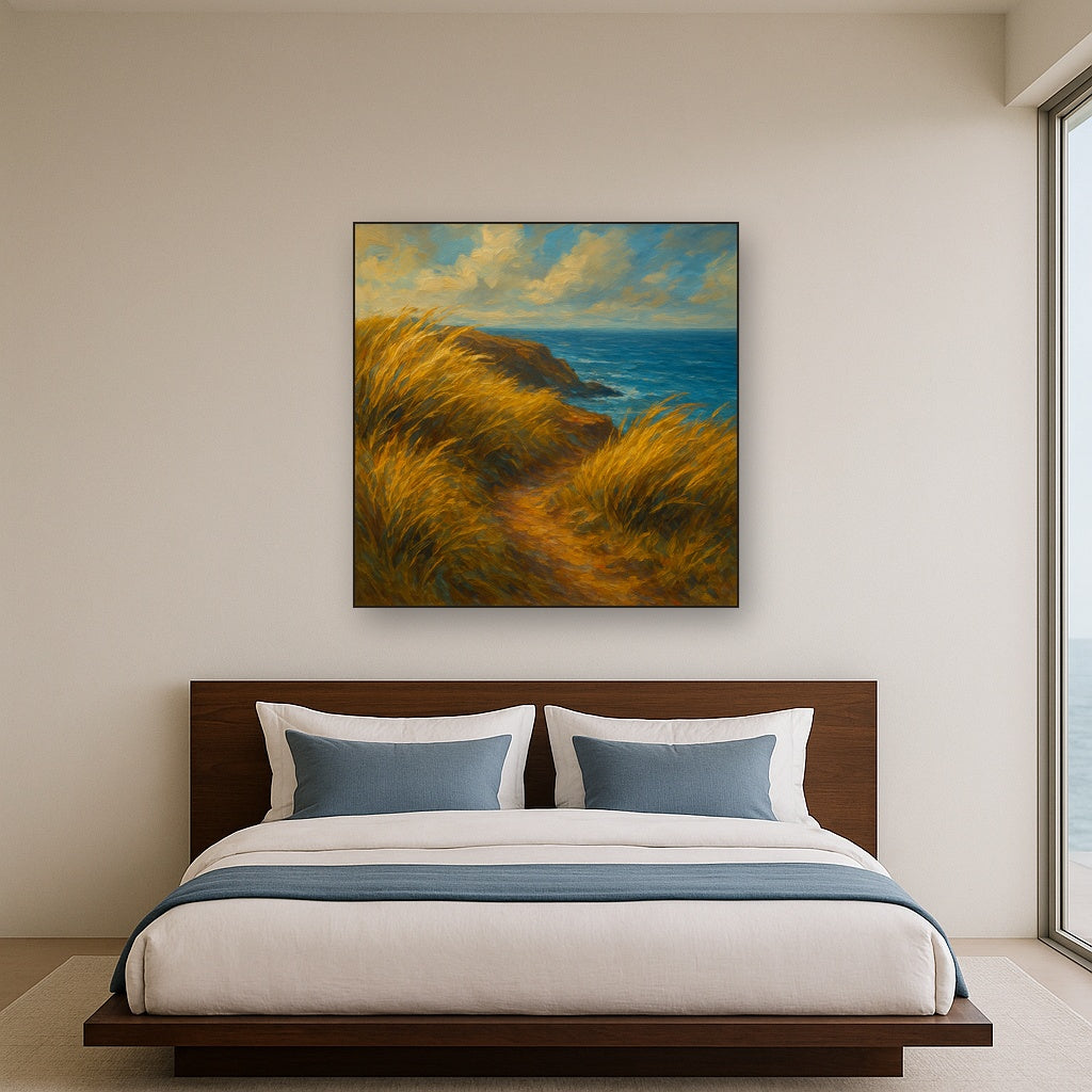 Wild Coastal Grasses on Windswept Bluff No. 8 Fine Art Oil Painting - View 3
