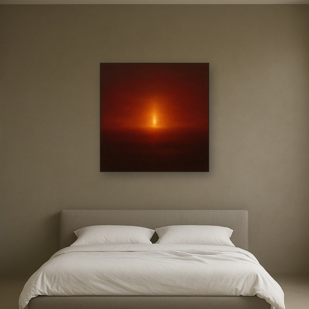 Deep Garnet & Amber Candlelight Horizon No. 14 Oil Painting - View 3