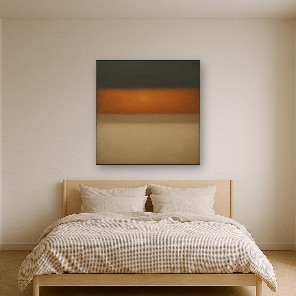 Charcoal Slate & Burnished Copper Horizon No. 19 Oil Painting - View 3