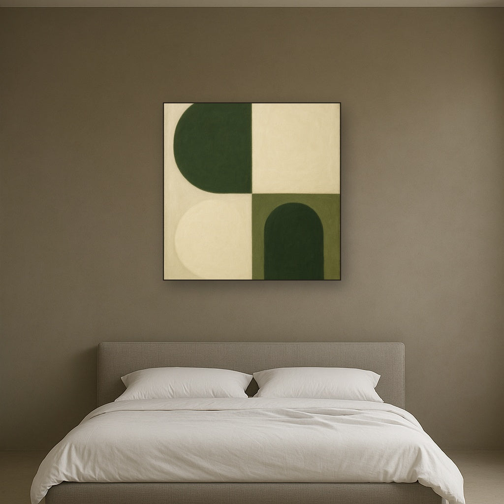 Forest Emerald & Chalk Interlock No. 6 - Modern Fine Art Oil Painting - View 3