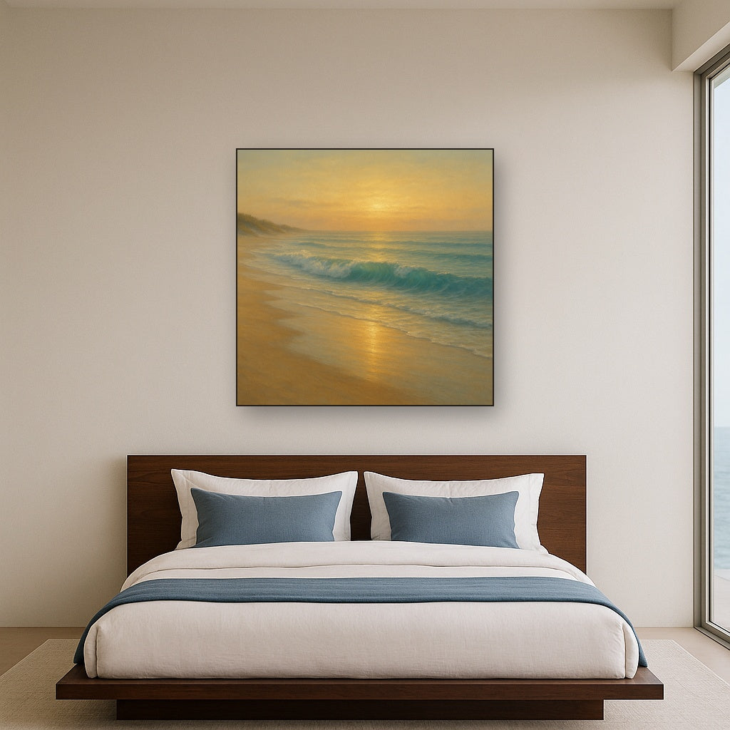 Gentle Breaking Waves & Wet Beach Reflection No. 9 Oil Painting - View 3