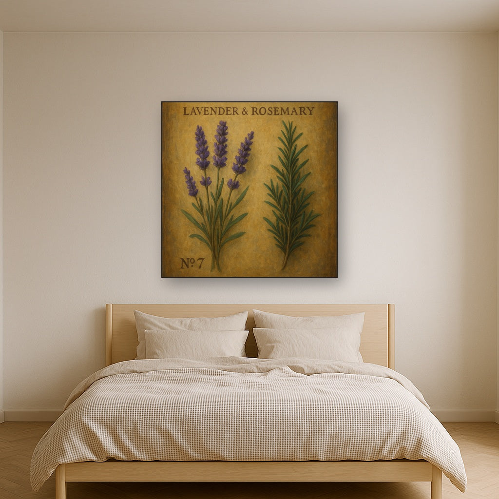 Vintage French Herbarium Lavender & Rosemary No. 7 Fine Art Oil Painting - View 3
