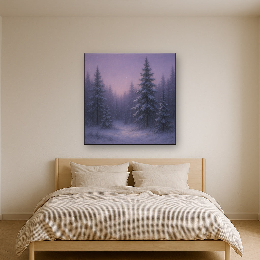 Quiet Pine Forest in Gentle Twilight Snow No. 4 Oil Painting - View 3