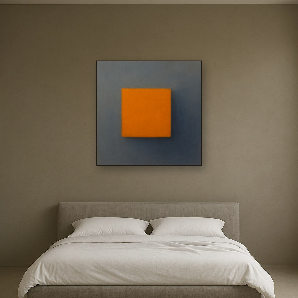 Cadmium Amber & Slate Grey Block No. 10 - Modern Fine Art Oil Painting - View 3
