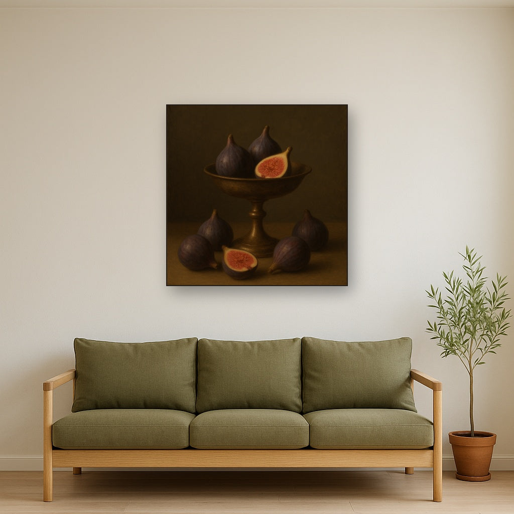 Ripe Figs & Bronze Compote Still Life No. 3 Oil Painting - View 3