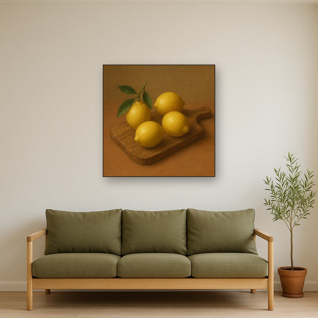 Meyer Lemons on Olive Wood Board Oil Painting - View 3