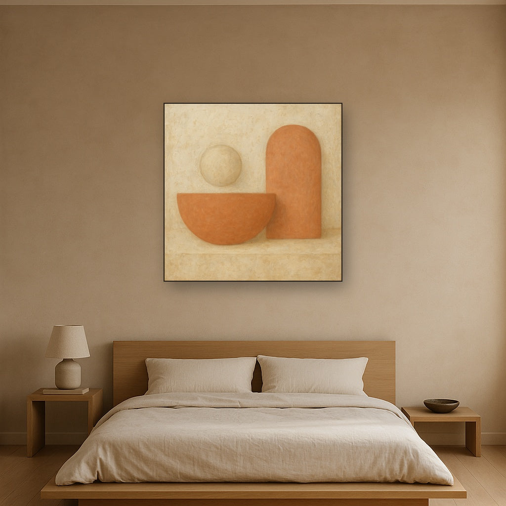 Earthy Terracotta & Weathered Plaster Wash No. 16 Oil Painting - View 3
